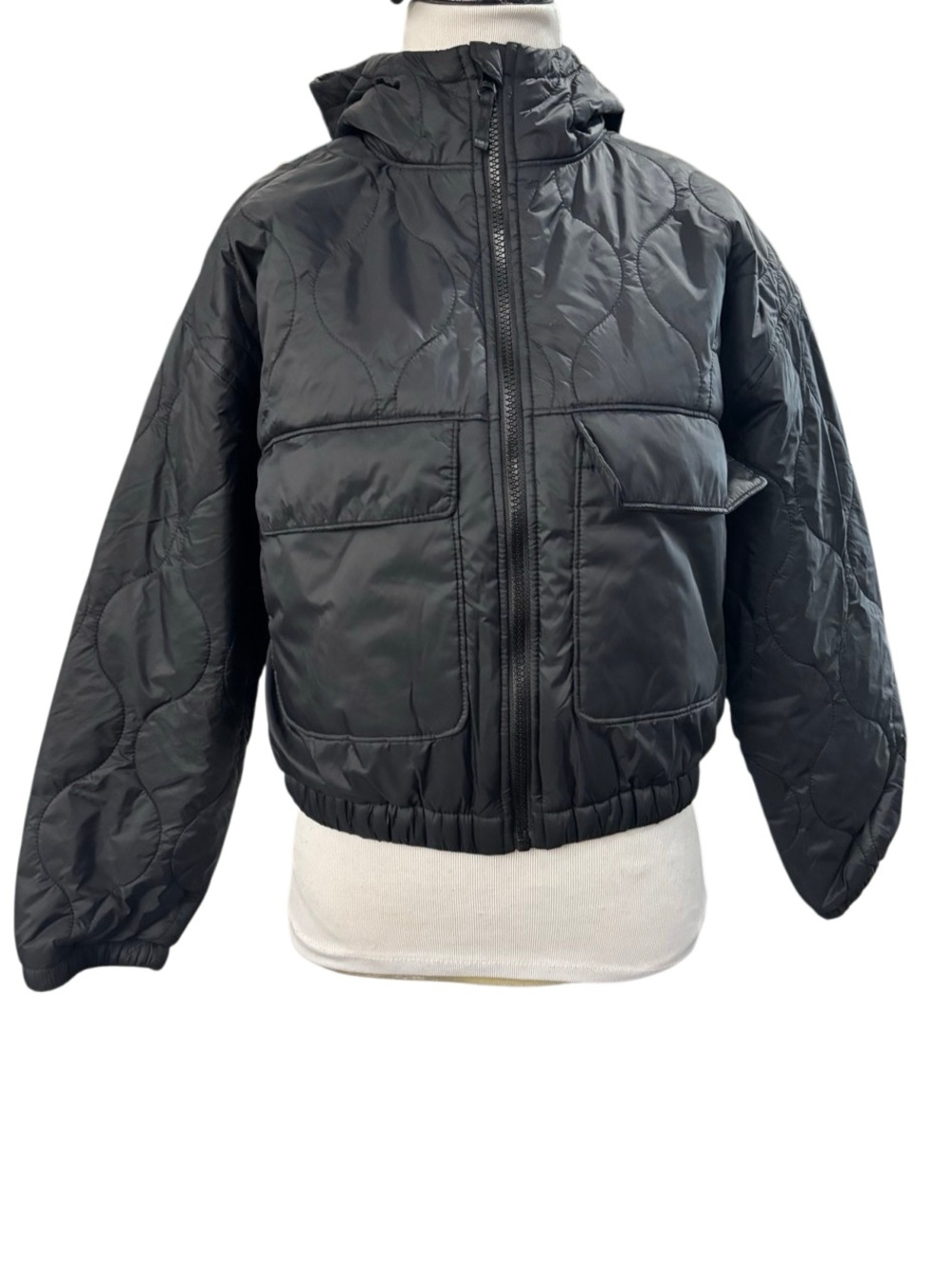 Old Navy Girls XL 14-16 Black Quilted Hooded Puffer Jacket